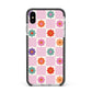 Checked flowers Apple iPhone Xs Max Impact Case Black Edge on Silver Phone