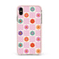 Checked flowers Apple iPhone Xs Max Impact Case Pink Edge on Gold Phone