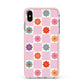 Checked flowers Apple iPhone Xs Max Impact Case Pink Edge on Silver Phone