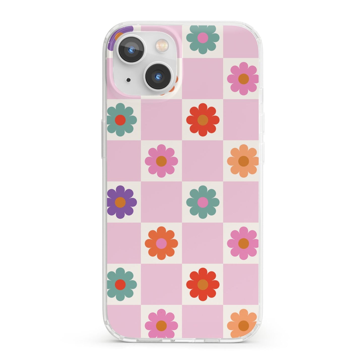 Checked flowers iPhone 13 Clear Bumper Case