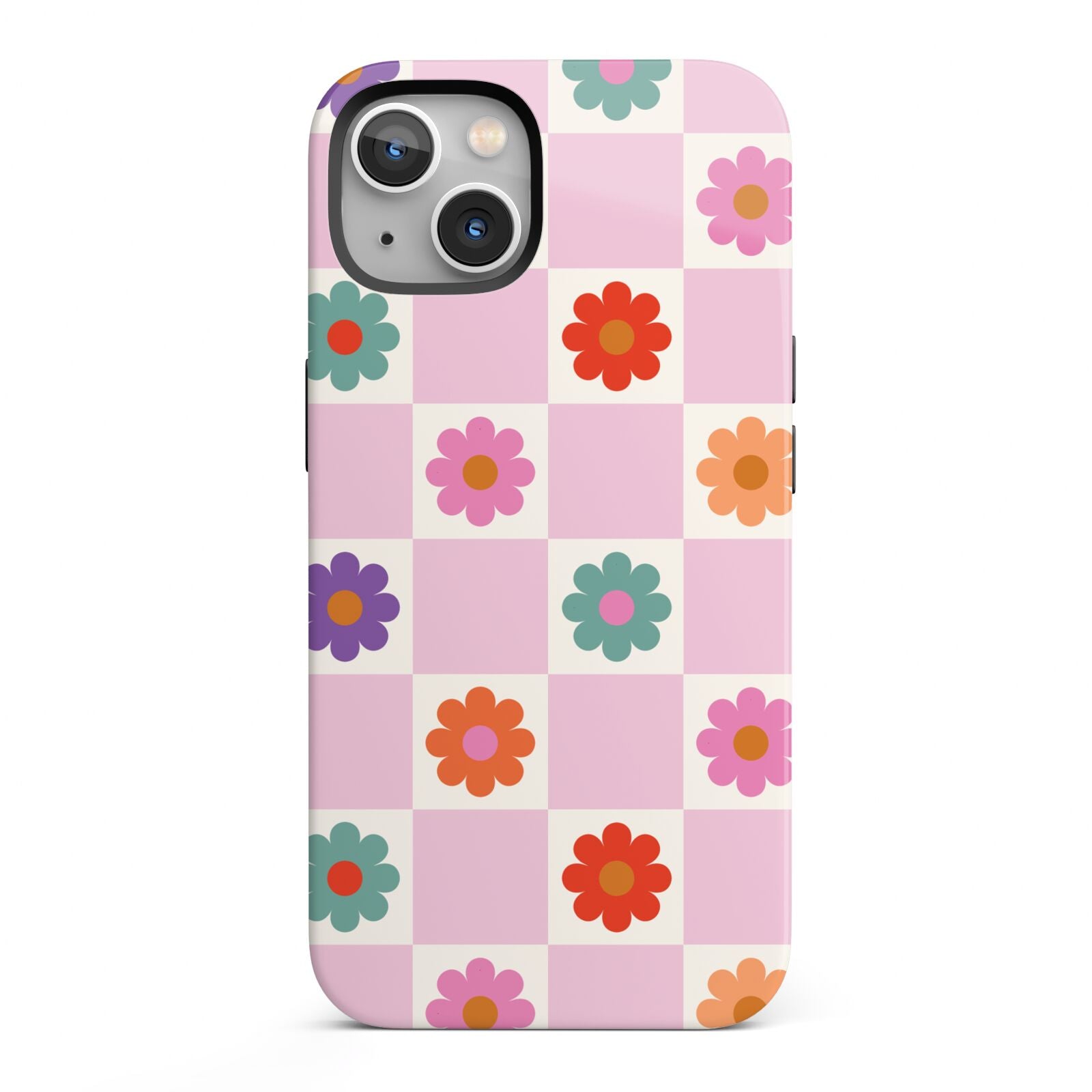 Checked flowers iPhone 13 Full Wrap 3D Tough Case