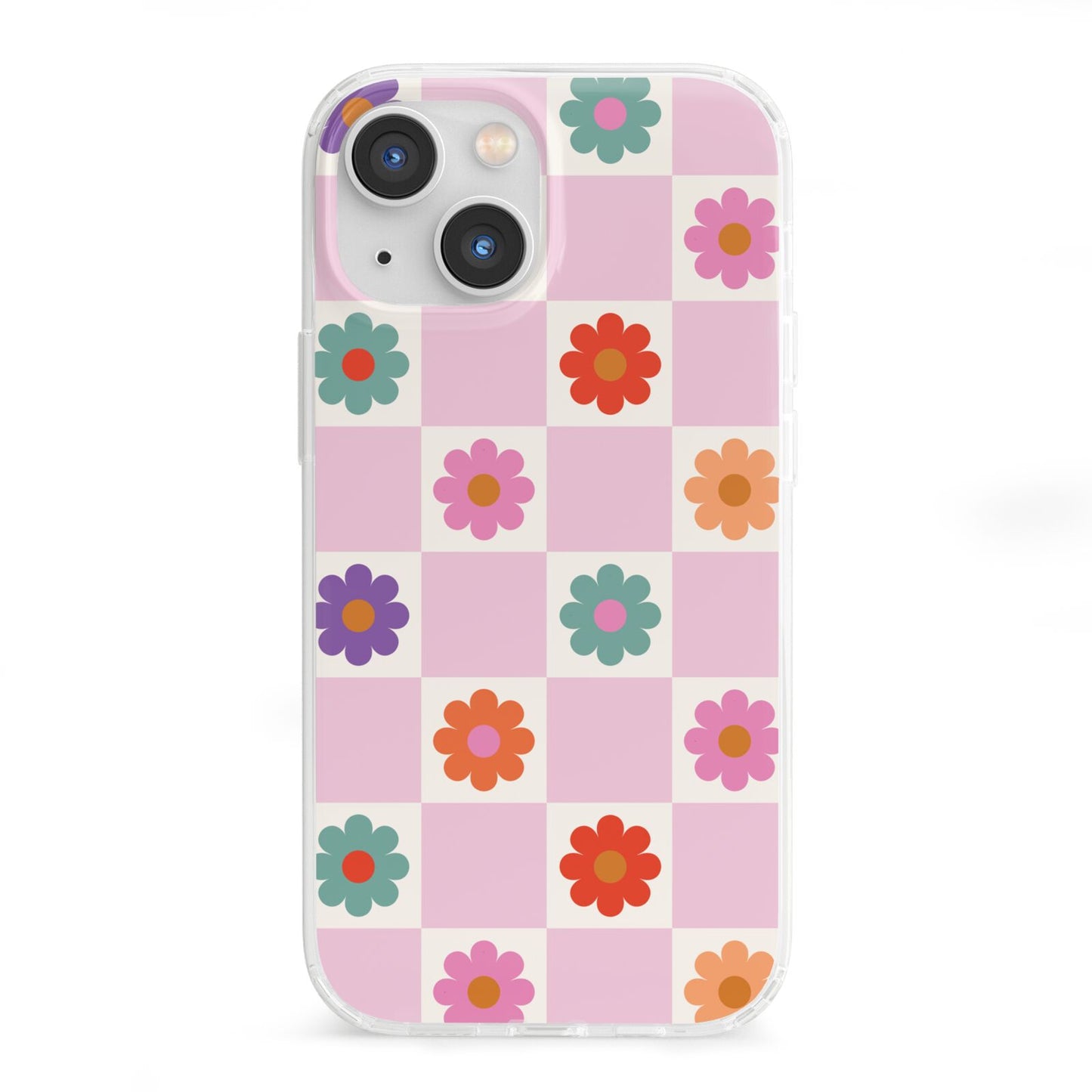Checked flowers iPhone 13 Mini Clear Bumper Case