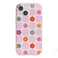 Checked flowers iPhone 13 Mini TPU Impact Case with Pink Edges