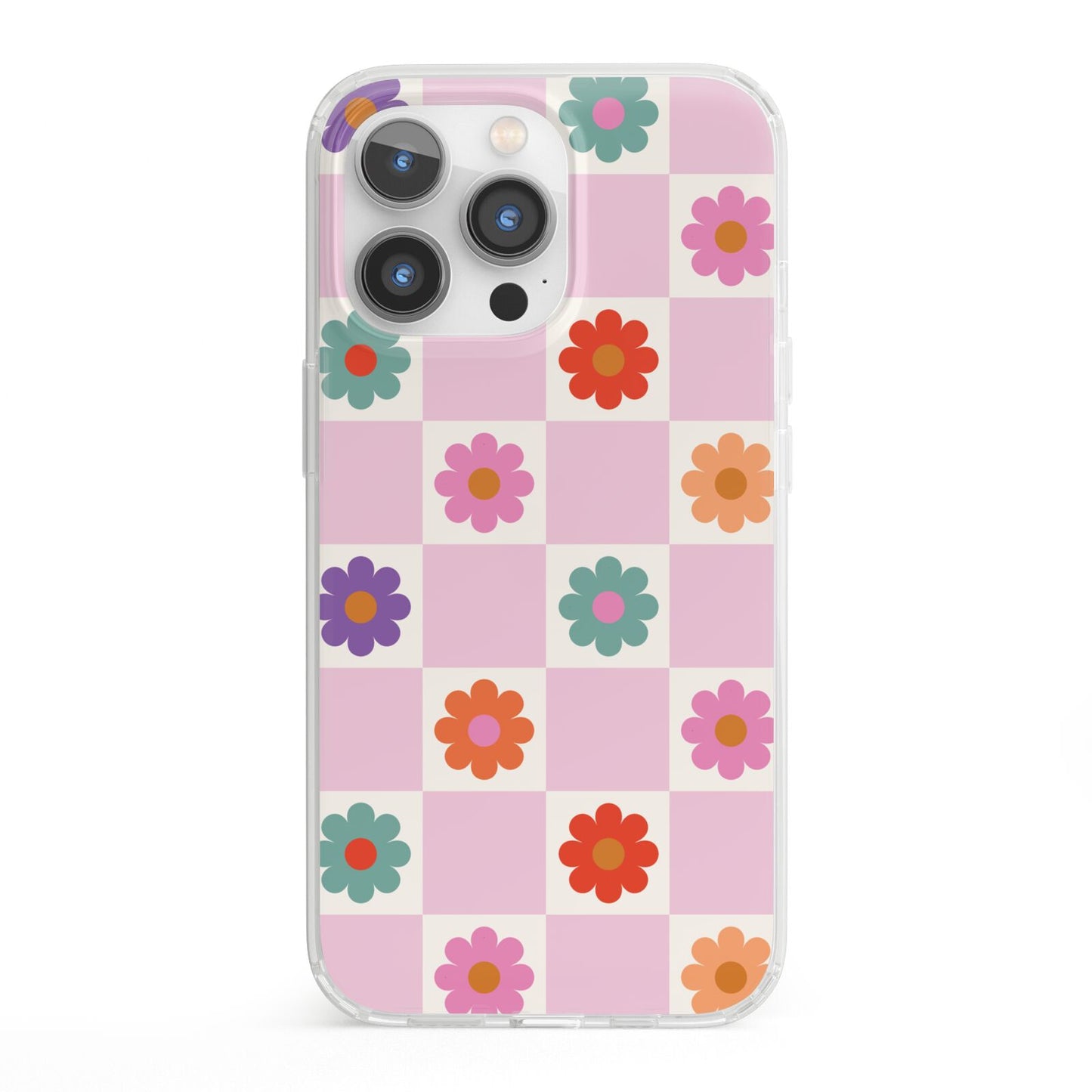 Checked flowers iPhone 13 Pro Clear Bumper Case