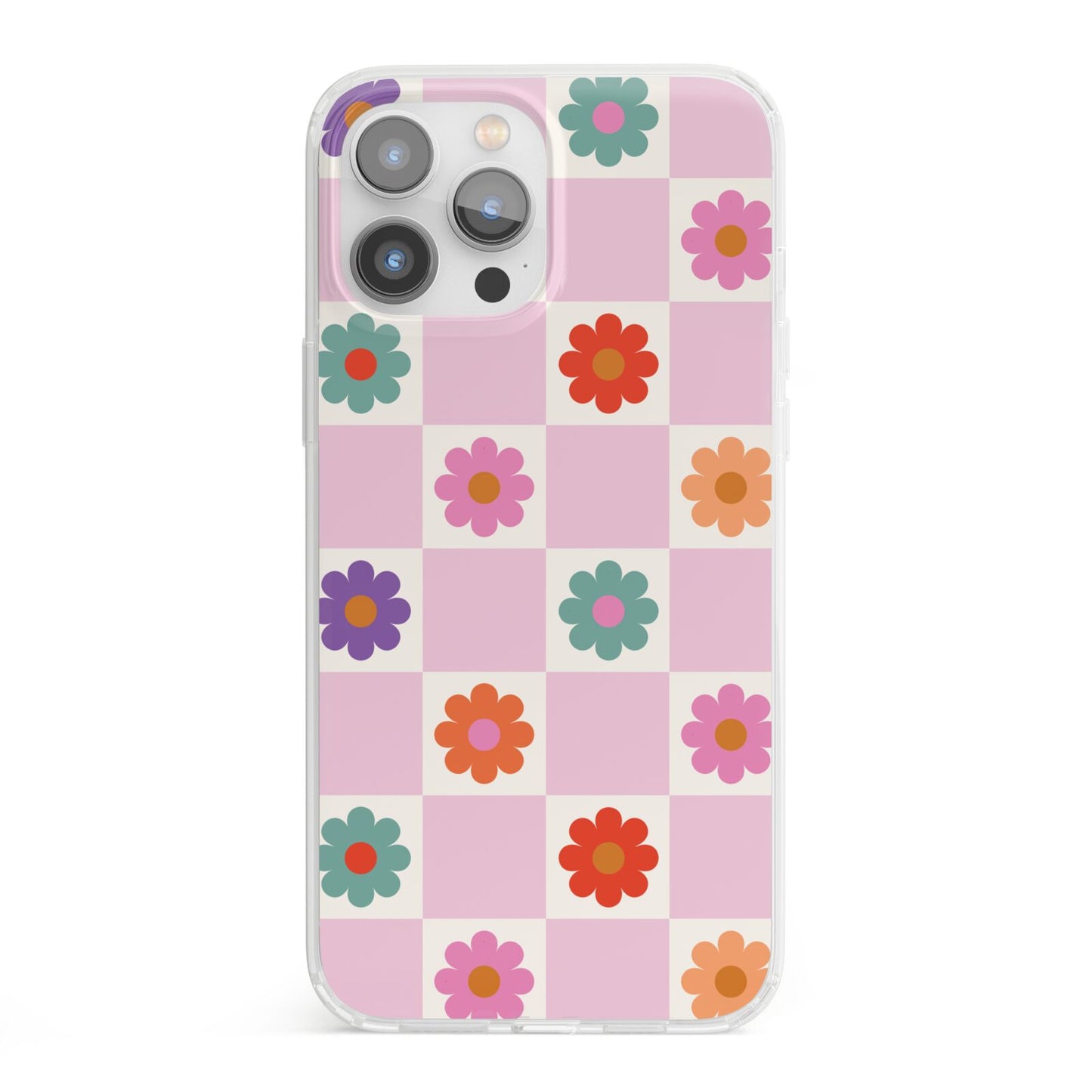 Checked flowers iPhone 13 Pro Max Clear Bumper Case