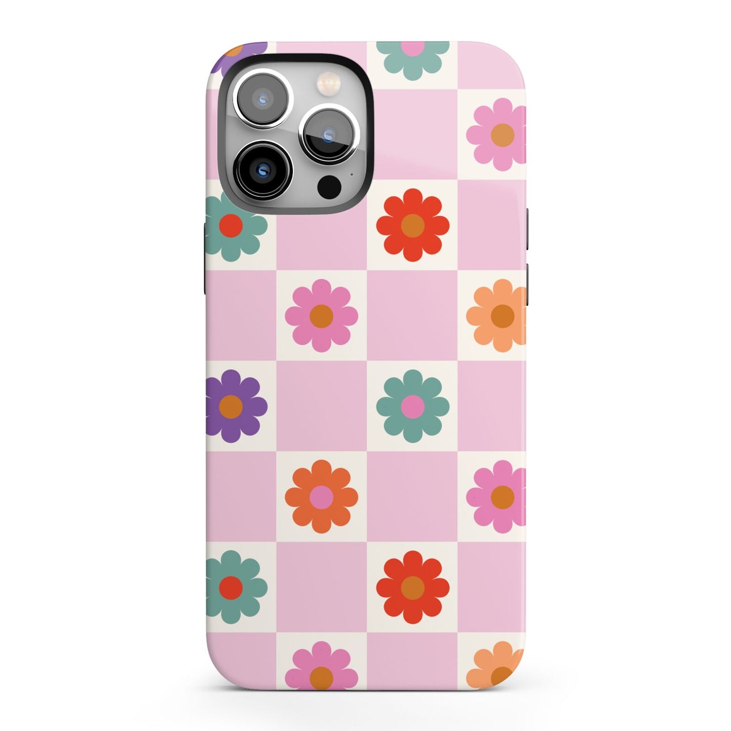 Checked flowers iPhone 13 Pro Max Full Wrap 3D Tough Case