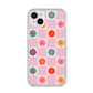 Checked flowers iPhone 14 Plus Glitter Tough Case Starlight