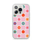 Checked flowers iPhone 14 Pro Clear Tough Case Silver