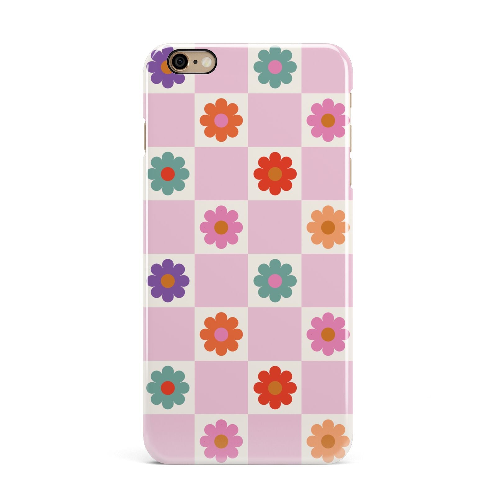 Checked flowers iPhone 6 Plus 3D Snap Case on Gold Phone