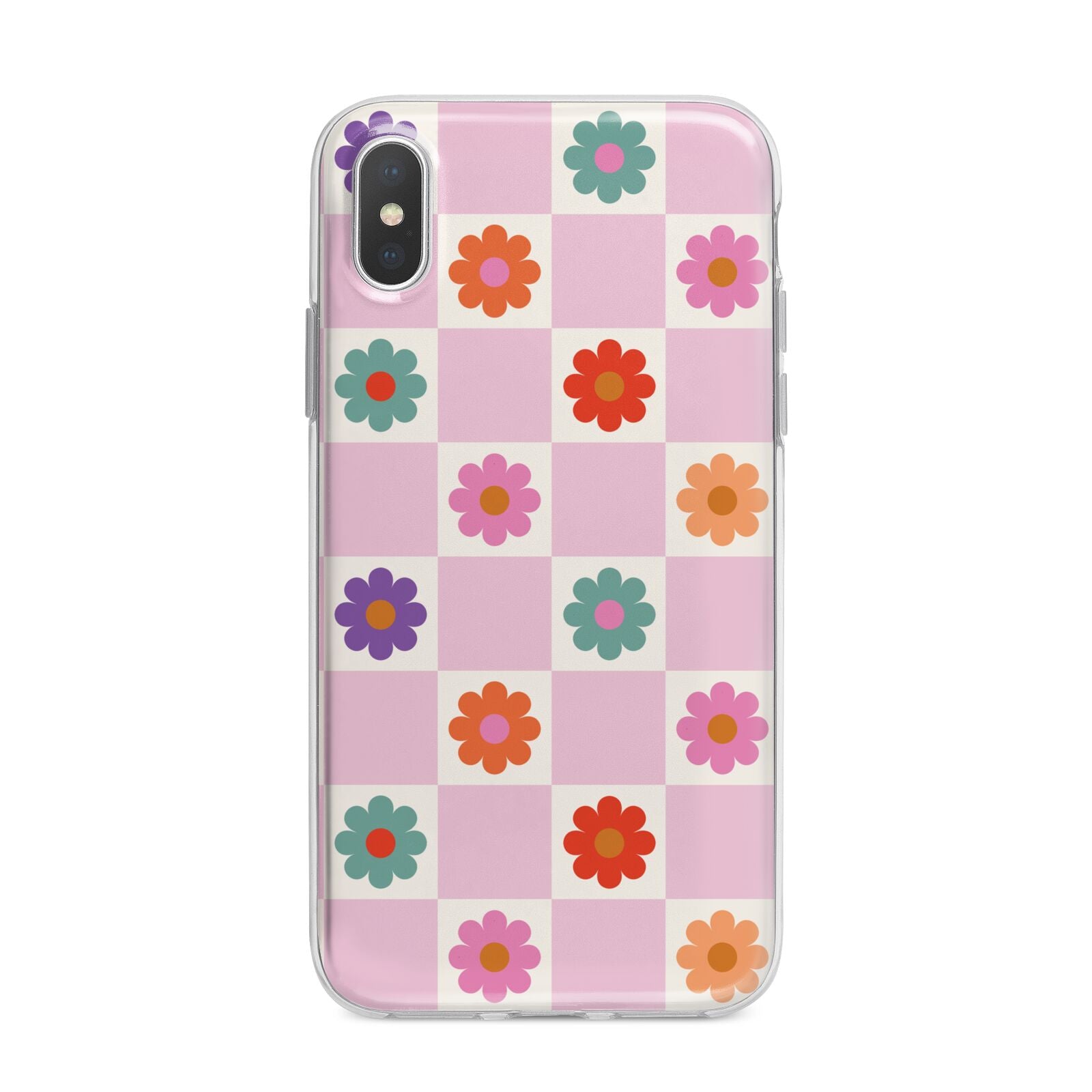 Checked flowers iPhone X Bumper Case on Silver iPhone Alternative Image 1