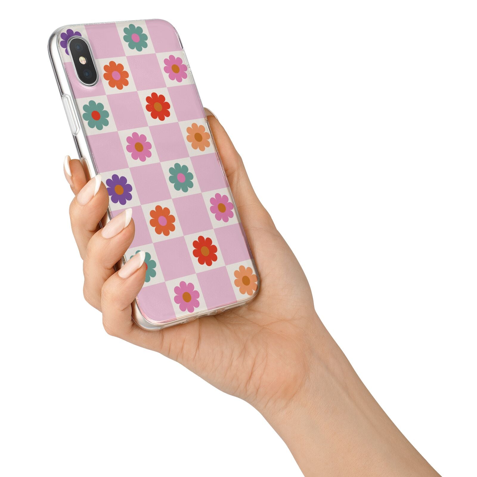 Checked flowers iPhone X Bumper Case on Silver iPhone Alternative Image 2