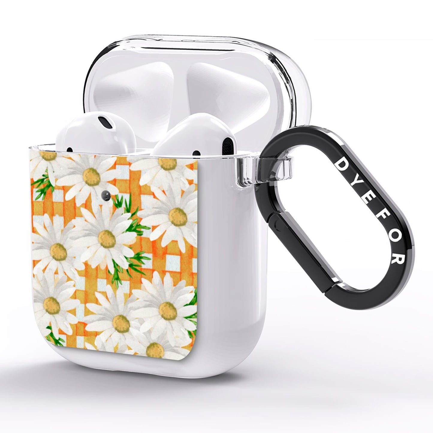 Checkered Daisy AirPods Clear Case Side Image