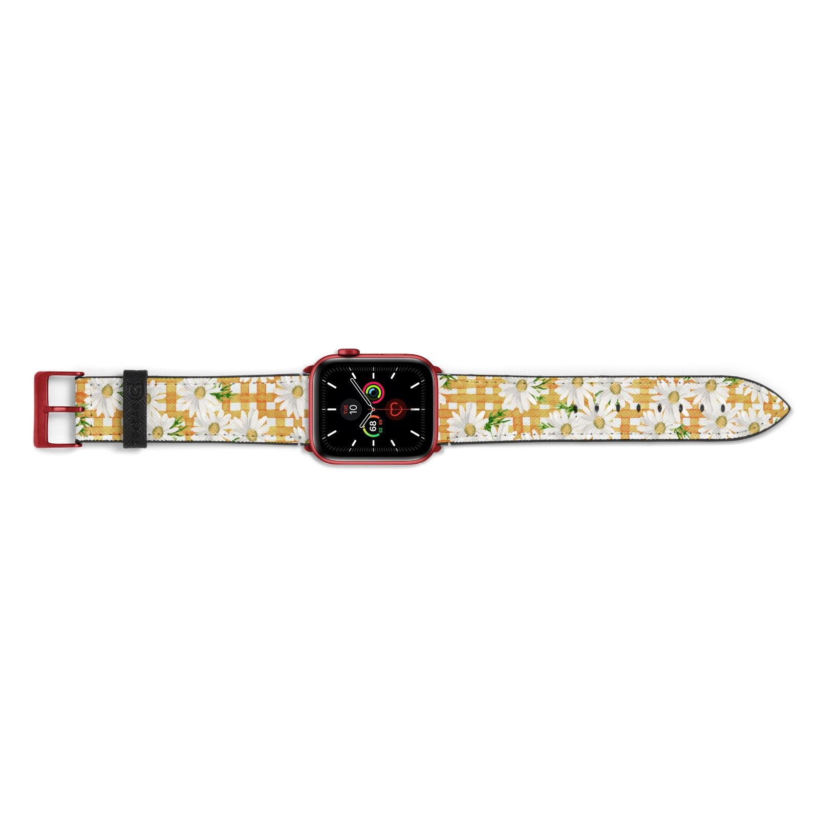 Checkered Daisy Apple Watch Strap Landscape Image Red Hardware