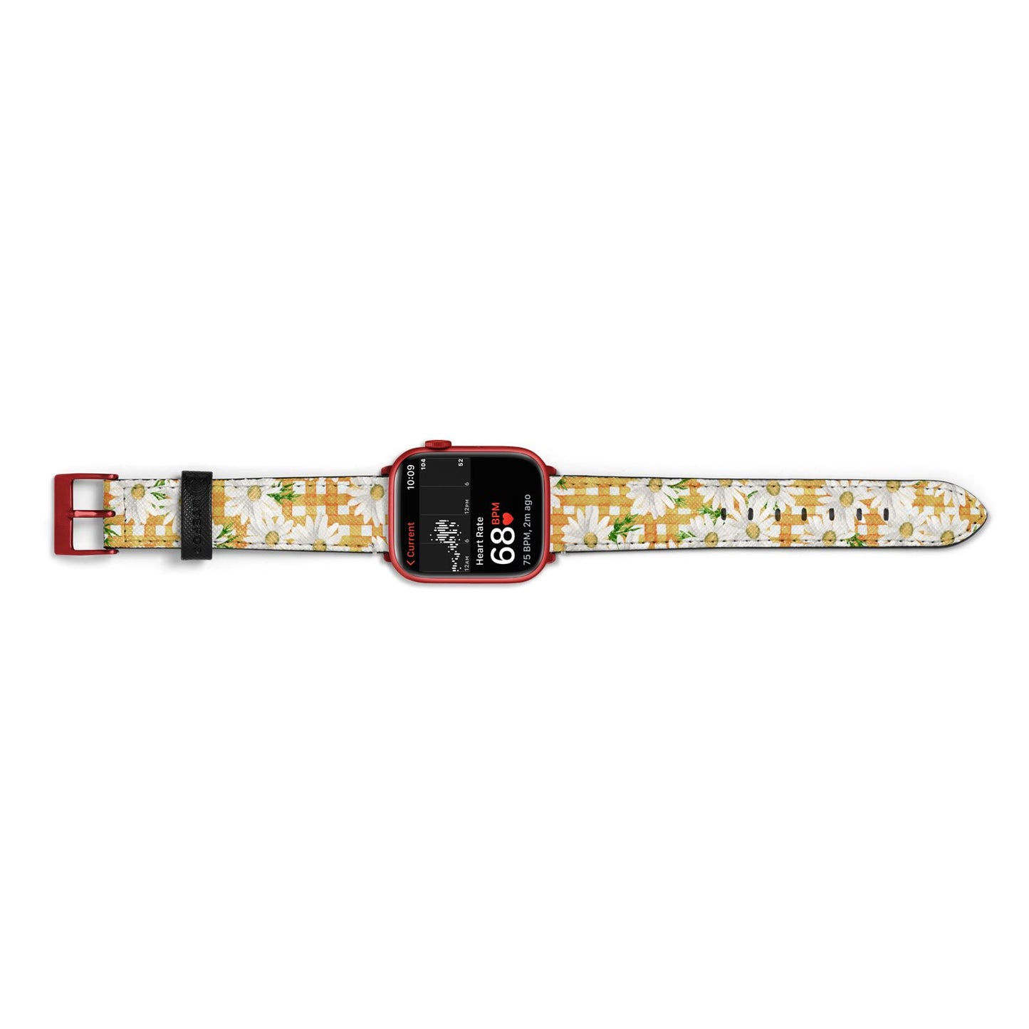 Checkered Daisy Apple Watch Strap Size 38mm Landscape Image Red Hardware