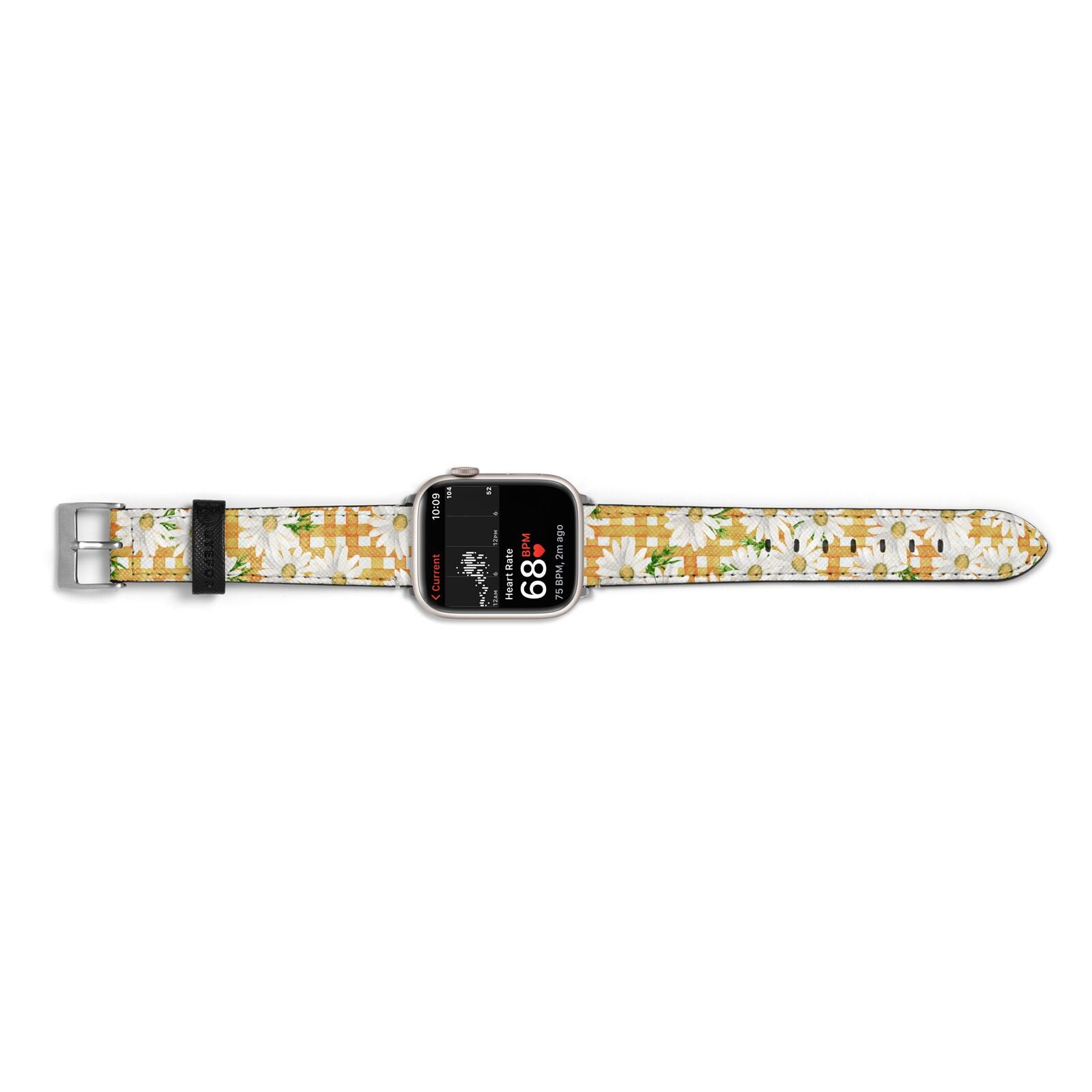 Checkered Daisy Apple Watch Strap Size 38mm Landscape Image Silver Hardware