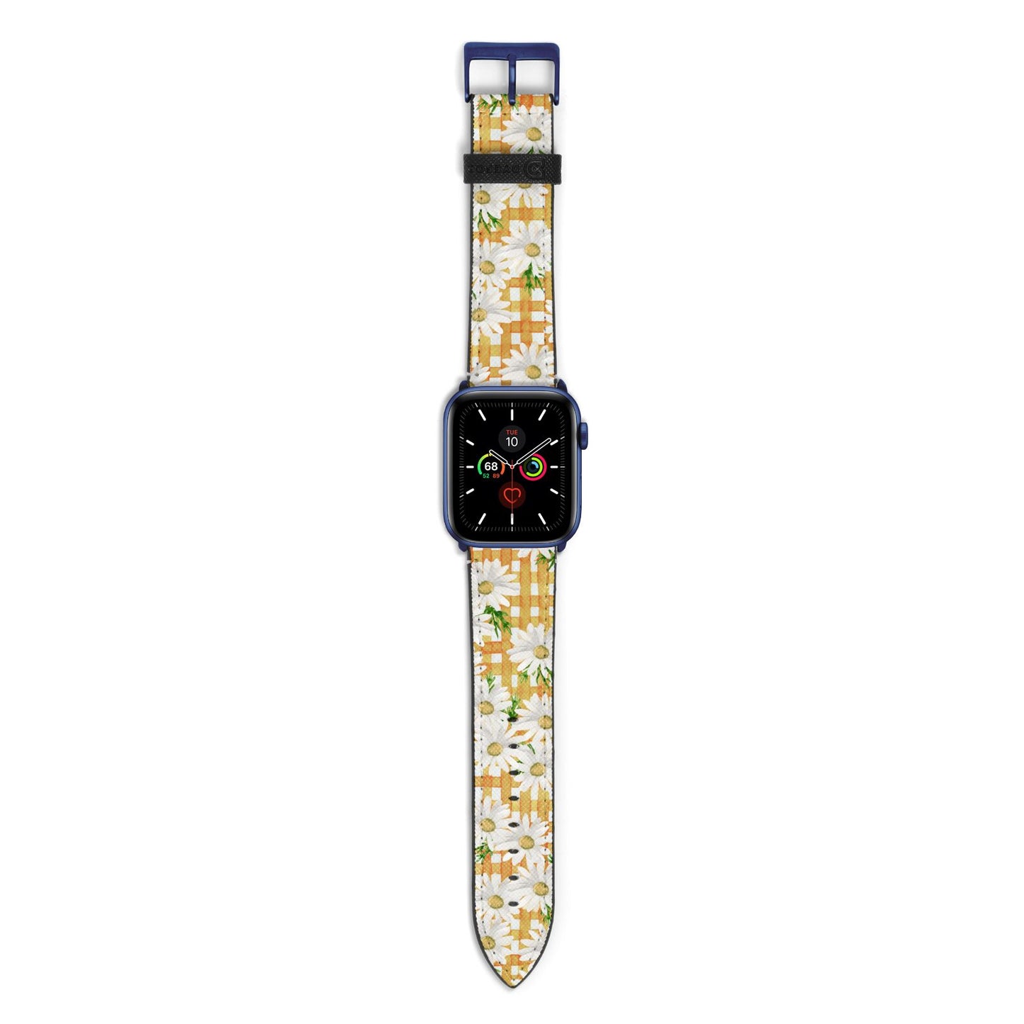 Checkered Daisy Apple Watch Strap with Blue Hardware