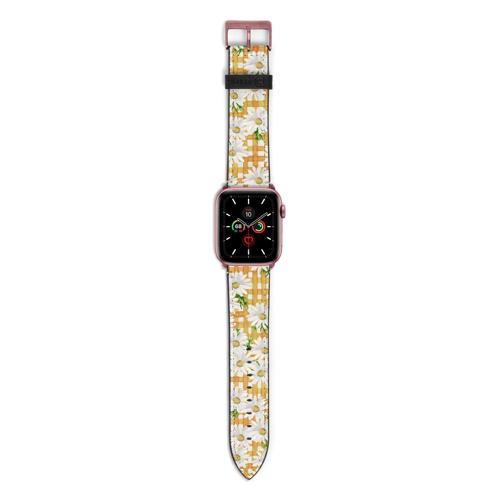 Checkered Daisy Apple Watch Strap with Rose Gold Hardware