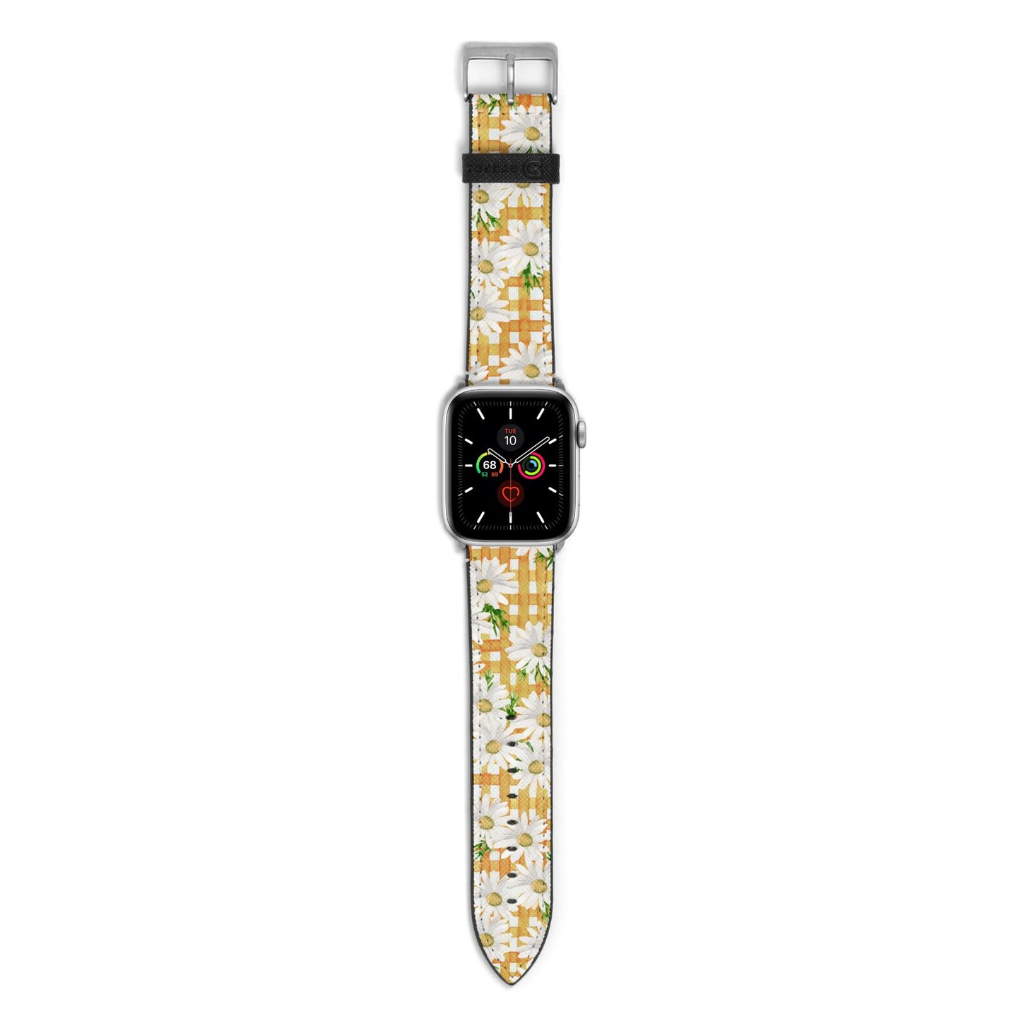 Checkered Daisy Apple Watch Strap with Silver Hardware