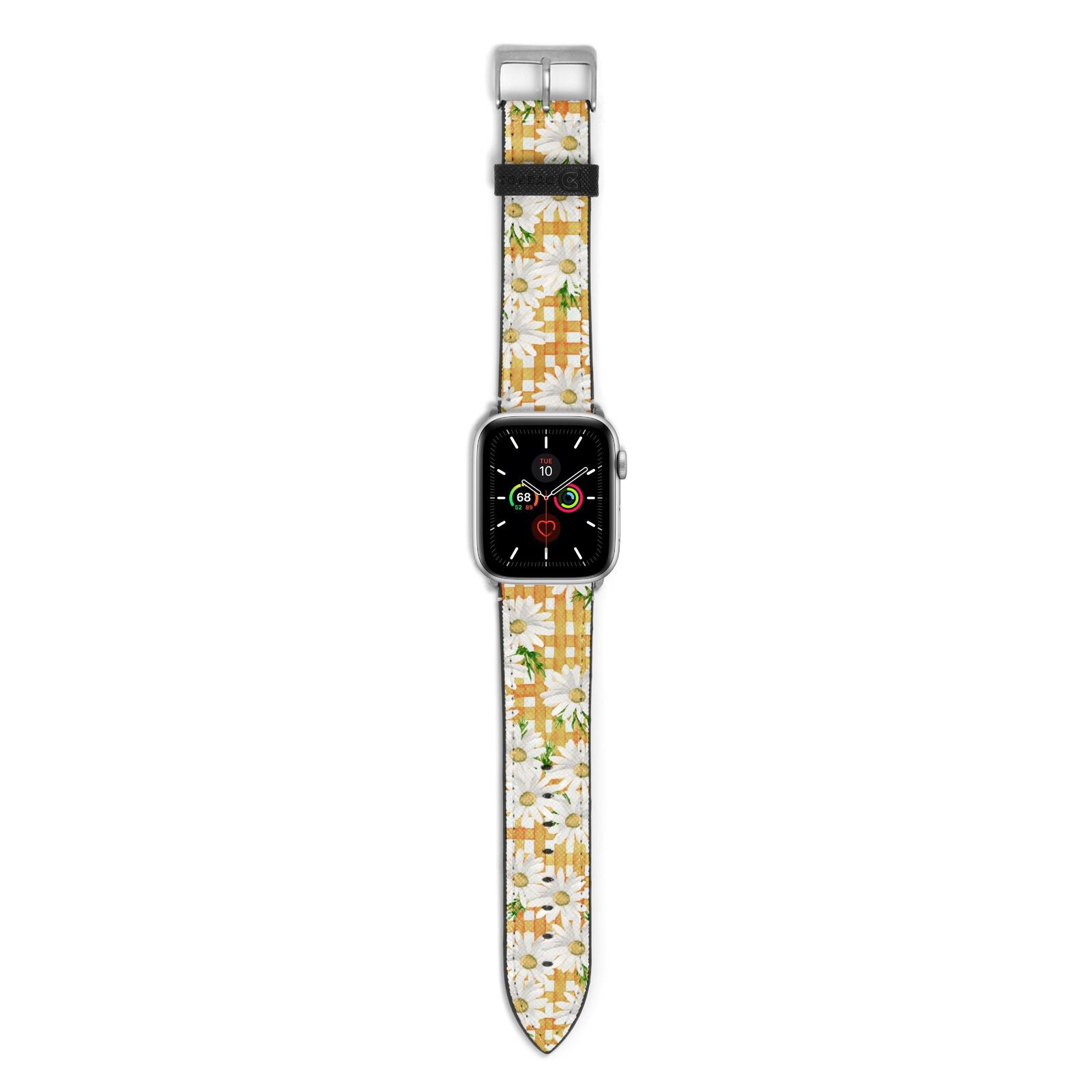 Checkered Daisy Apple Watch Strap with Silver Hardware