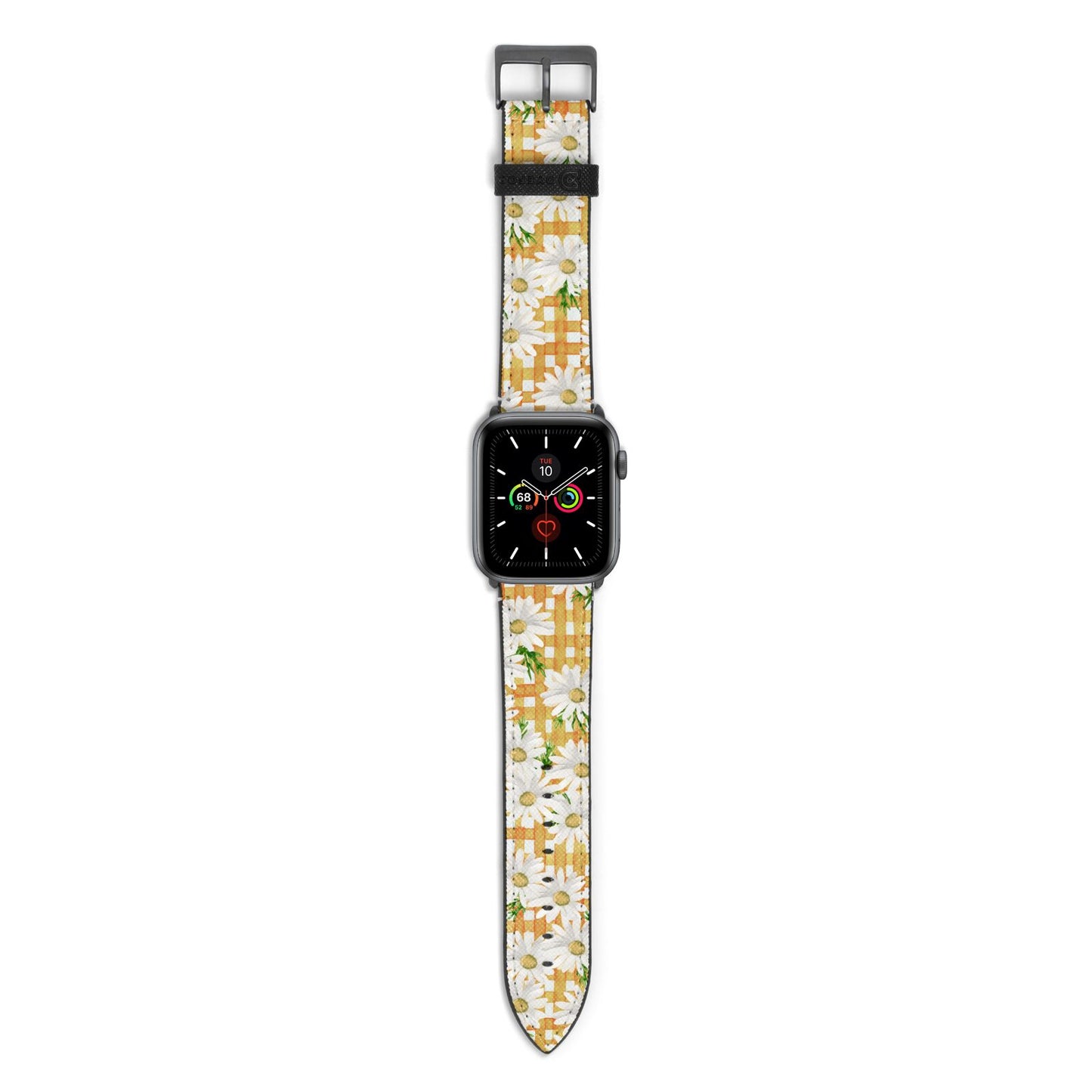 Checkered Daisy Apple Watch Strap with Space Grey Hardware