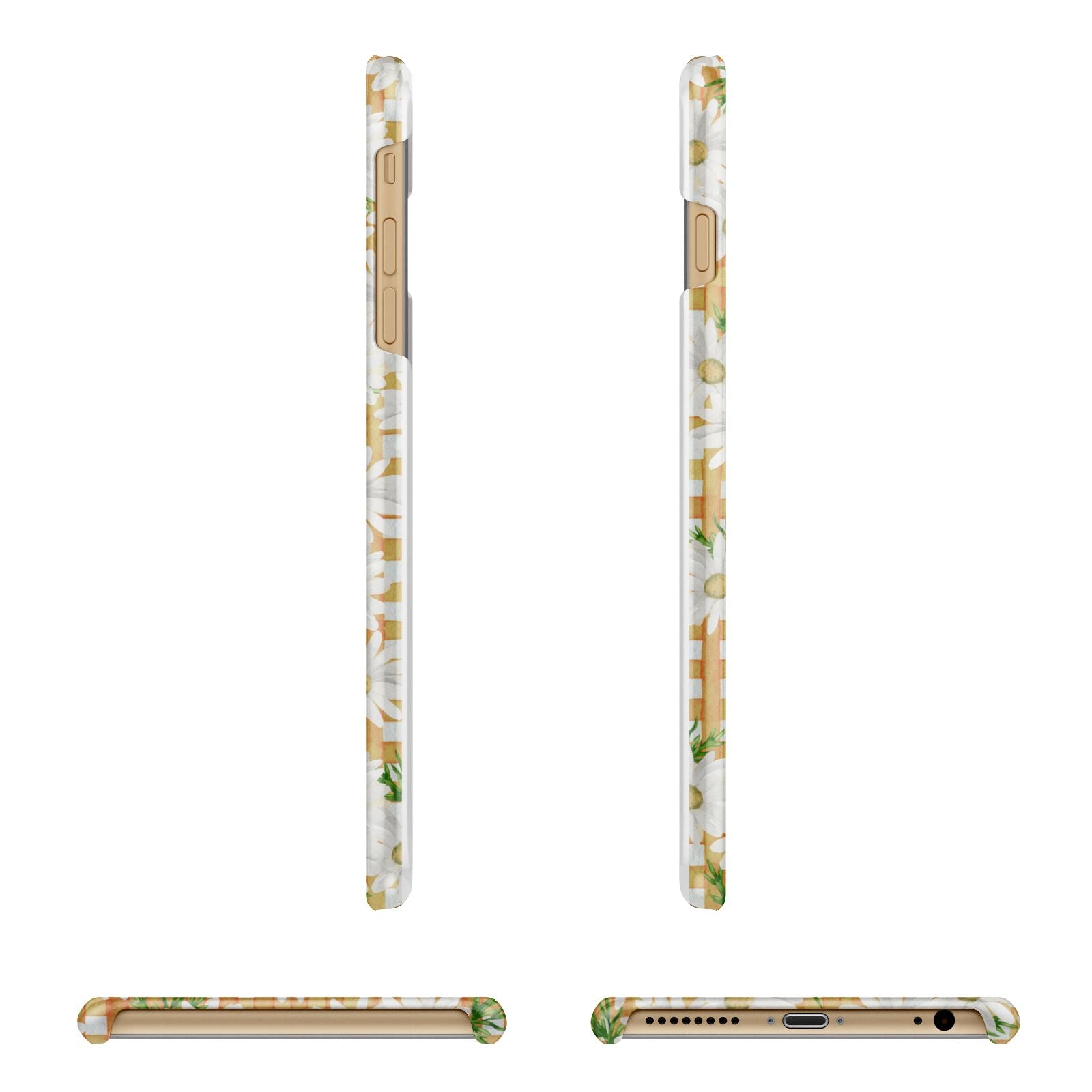 Checkered Daisy Apple iPhone 6 Plus 3D Wrap Snap Case Angled Images