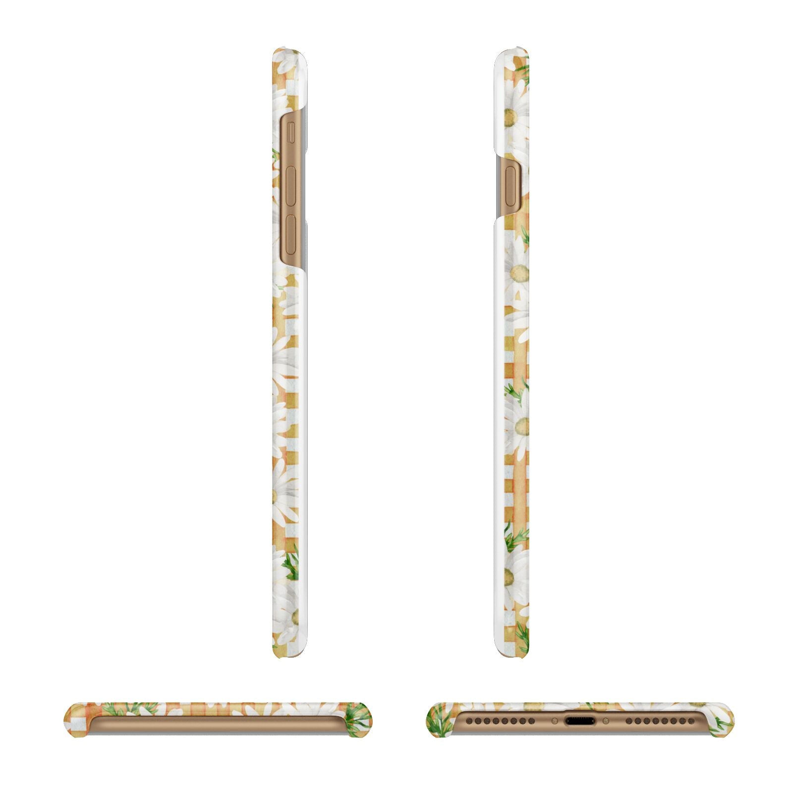 Checkered Daisy Apple iPhone 7 Plus 3D Wrap Snap Case Angled Images