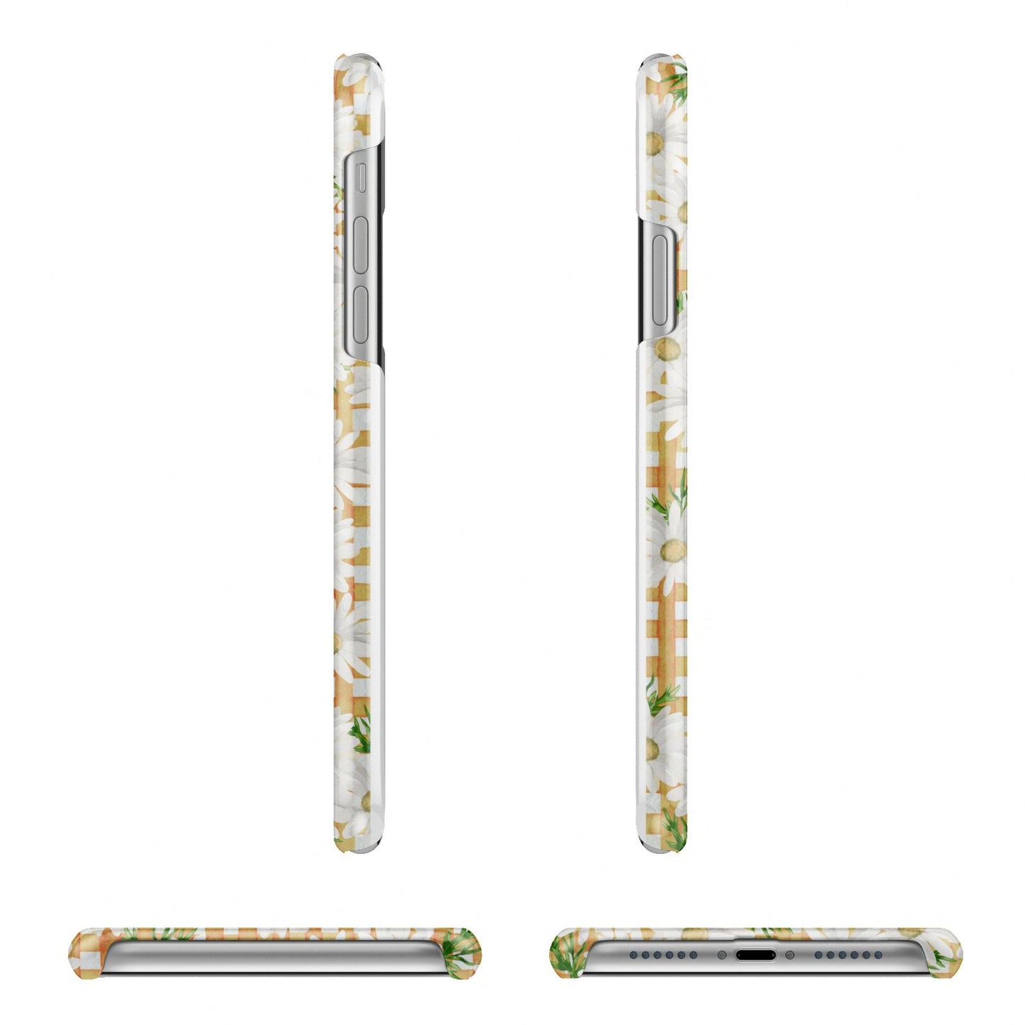 Checkered Daisy Apple iPhone XR 3D Wrap Snap Case Angled Images on White Phone