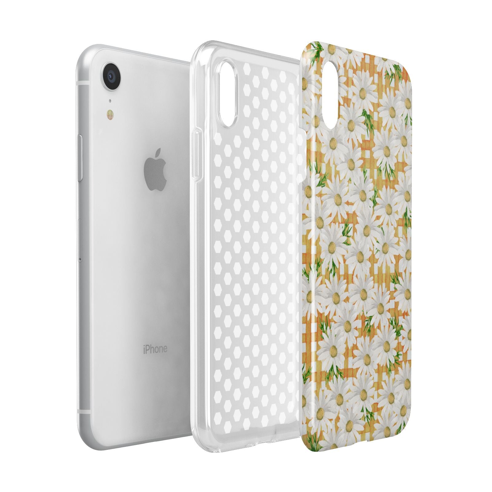 Checkered Daisy Apple iPhone XR White 3D Tough Case Expanded view