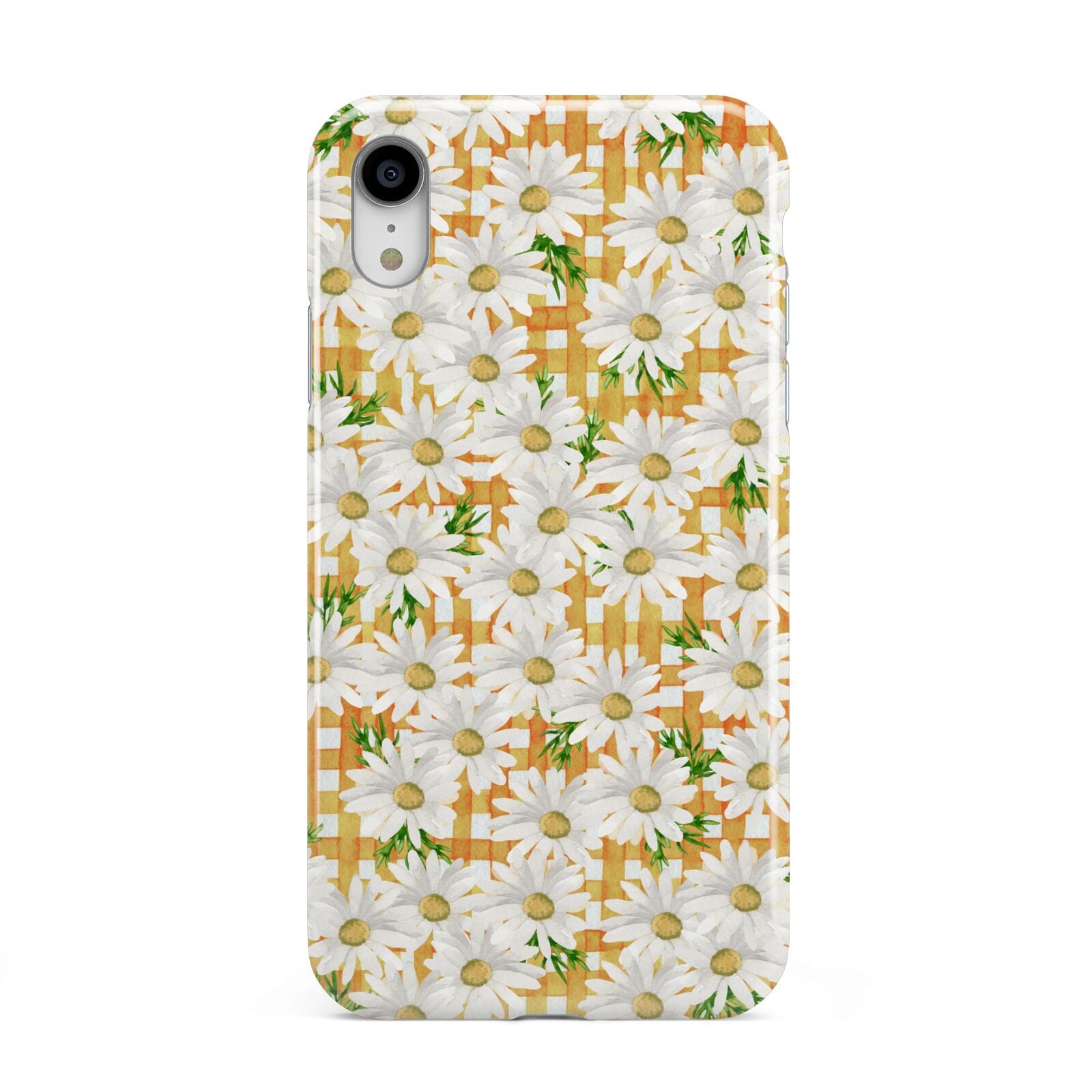Checkered Daisy Apple iPhone XR White 3D Tough Case