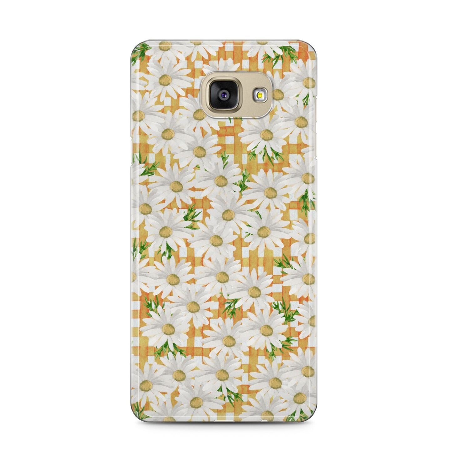 Checkered Daisy Samsung Galaxy A5 2016 Case on gold phone