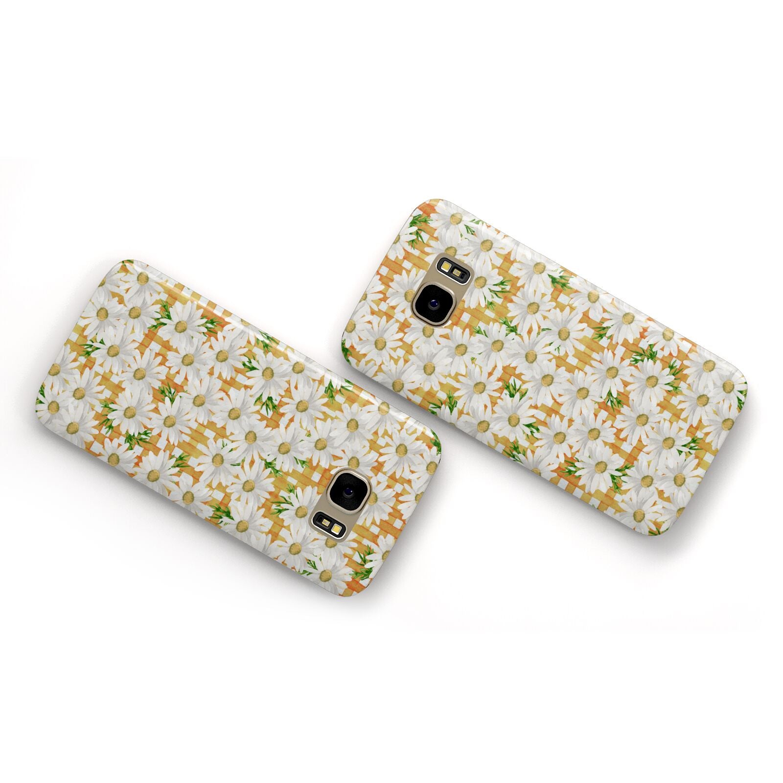 Checkered Daisy Samsung Galaxy Case Flat Overview