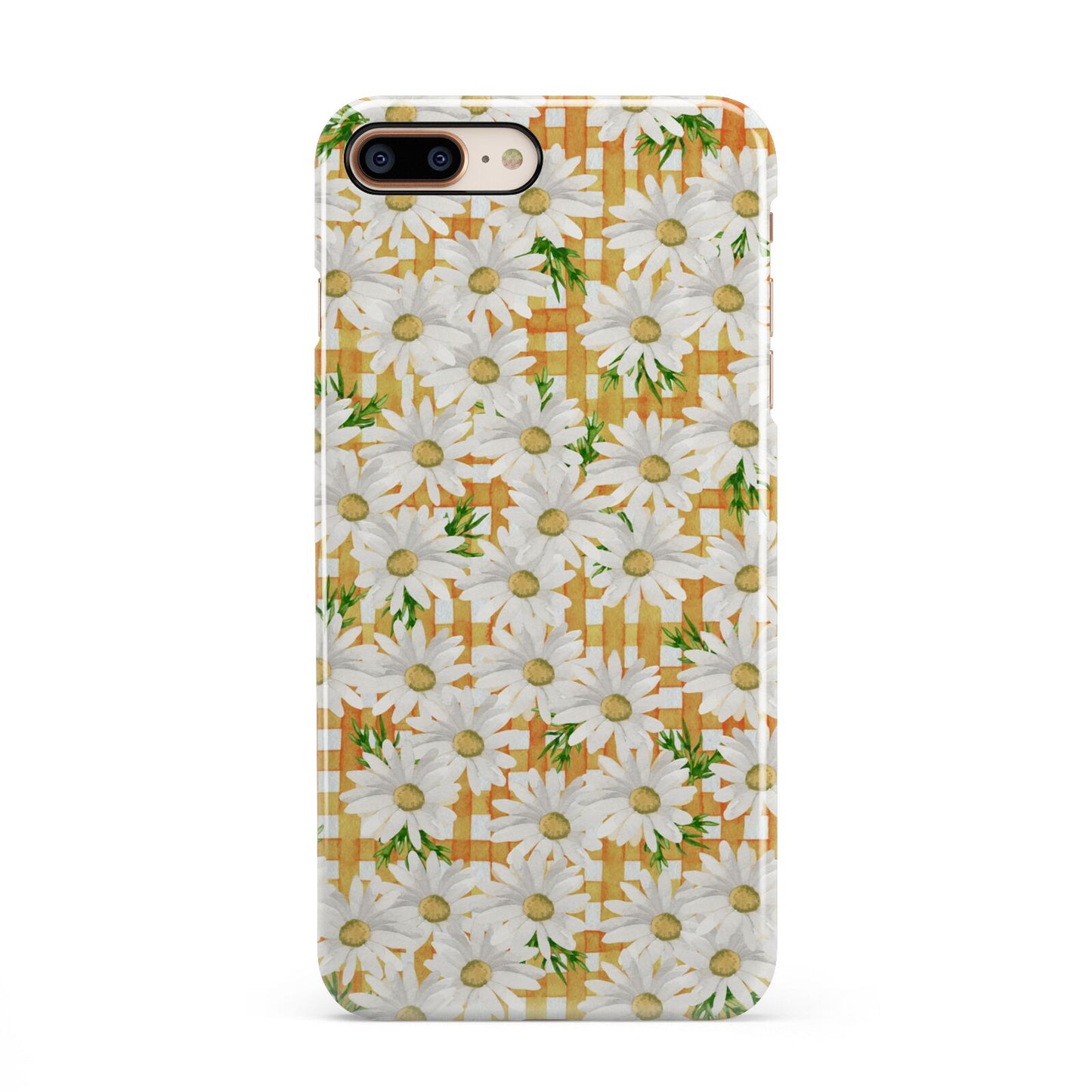 Checkered Daisy iPhone 8 Plus 3D Snap Case on Gold Phone