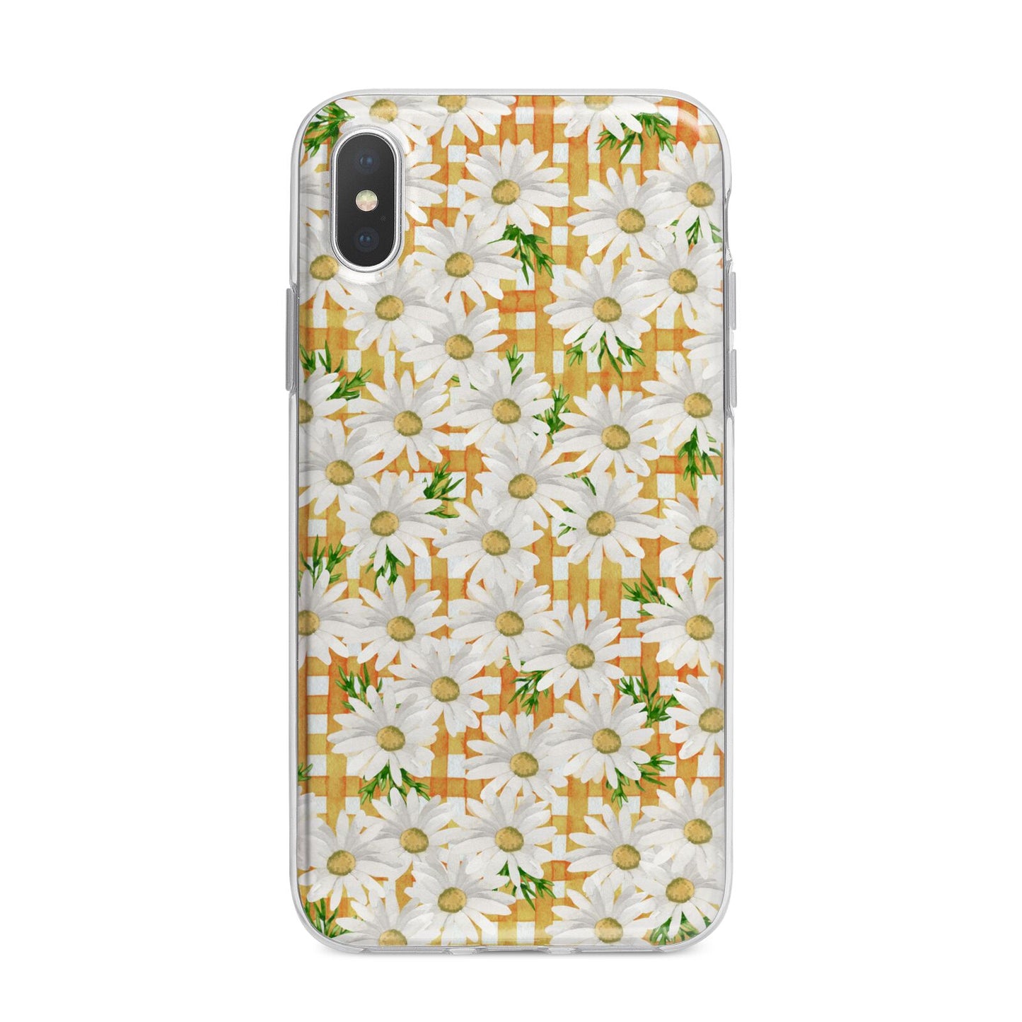 Checkered Daisy iPhone X Bumper Case on Silver iPhone Alternative Image 1