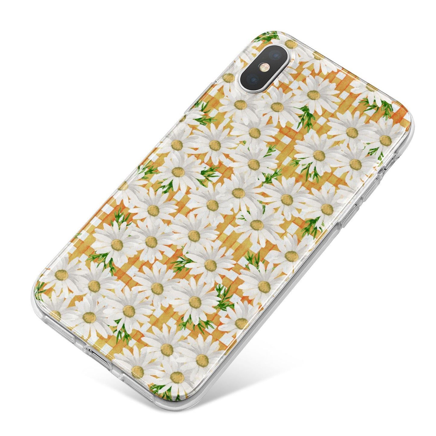 Checkered Daisy iPhone X Bumper Case on Silver iPhone