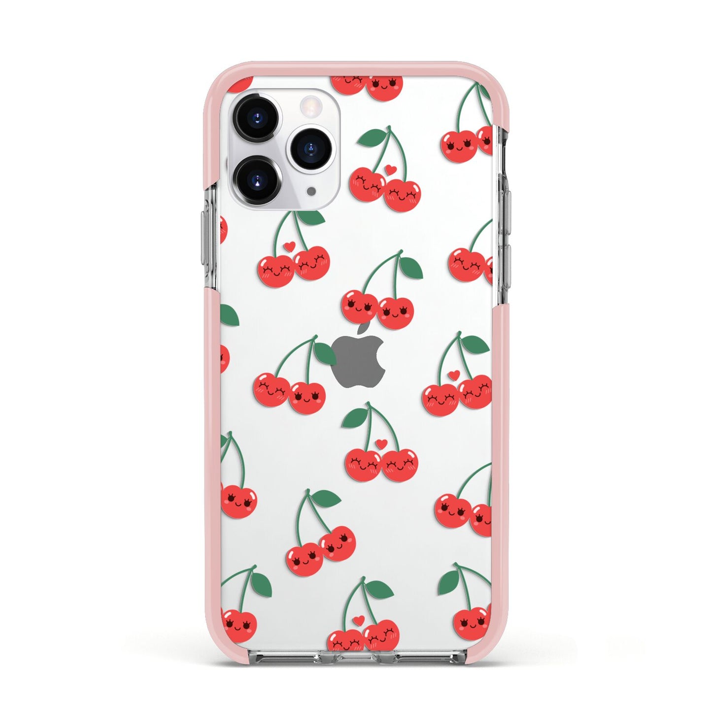 Cherry Apple iPhone 11 Pro in Silver with Pink Impact Case