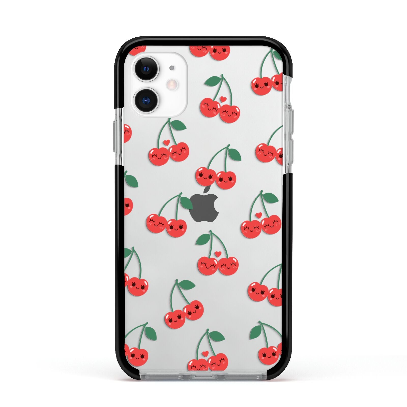Cherry Apple iPhone 11 in White with Black Impact Case