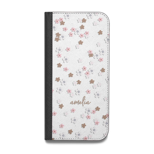 Cherry Blossom with Name Vegan Leather Flip Samsung Case