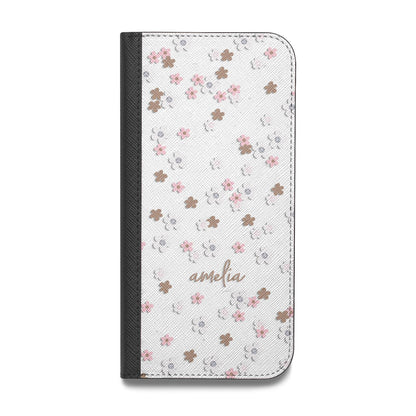 Cherry Blossom with Name Vegan Leather Flip Samsung Case