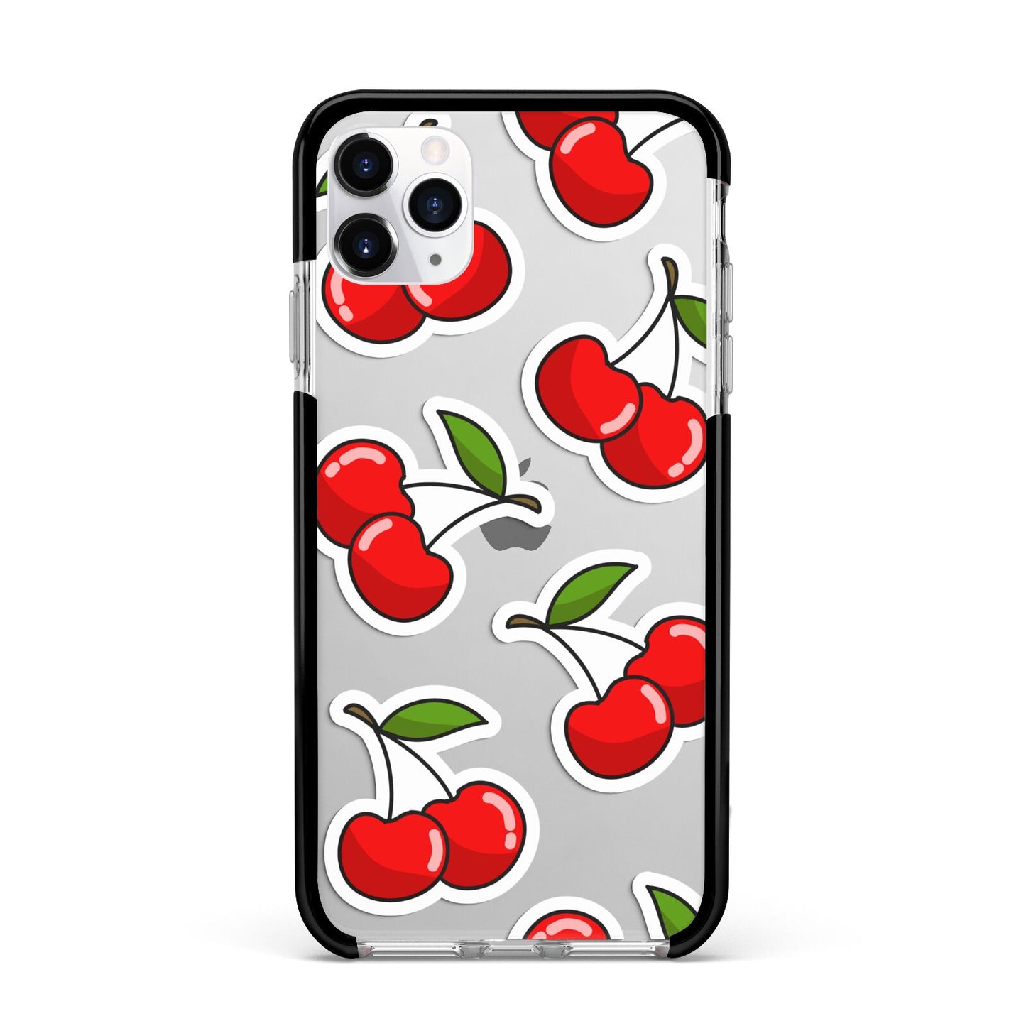 Cherry Pattern Apple iPhone 11 Pro Max in Silver with Black Impact Case