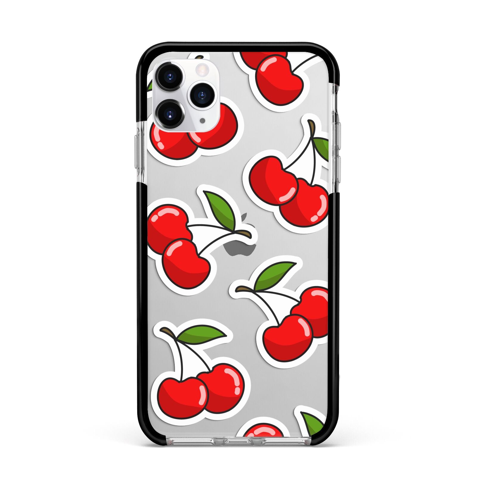 Cherry Pattern Apple iPhone 11 Pro Max in Silver with Black Impact Case