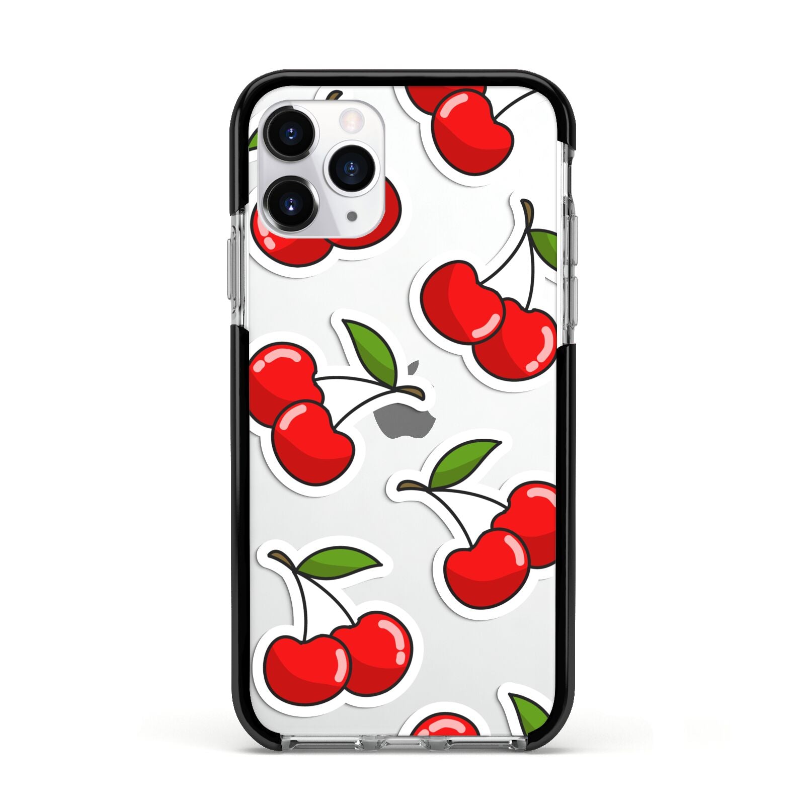 Cherry Pattern Apple iPhone 11 Pro in Silver with Black Impact Case
