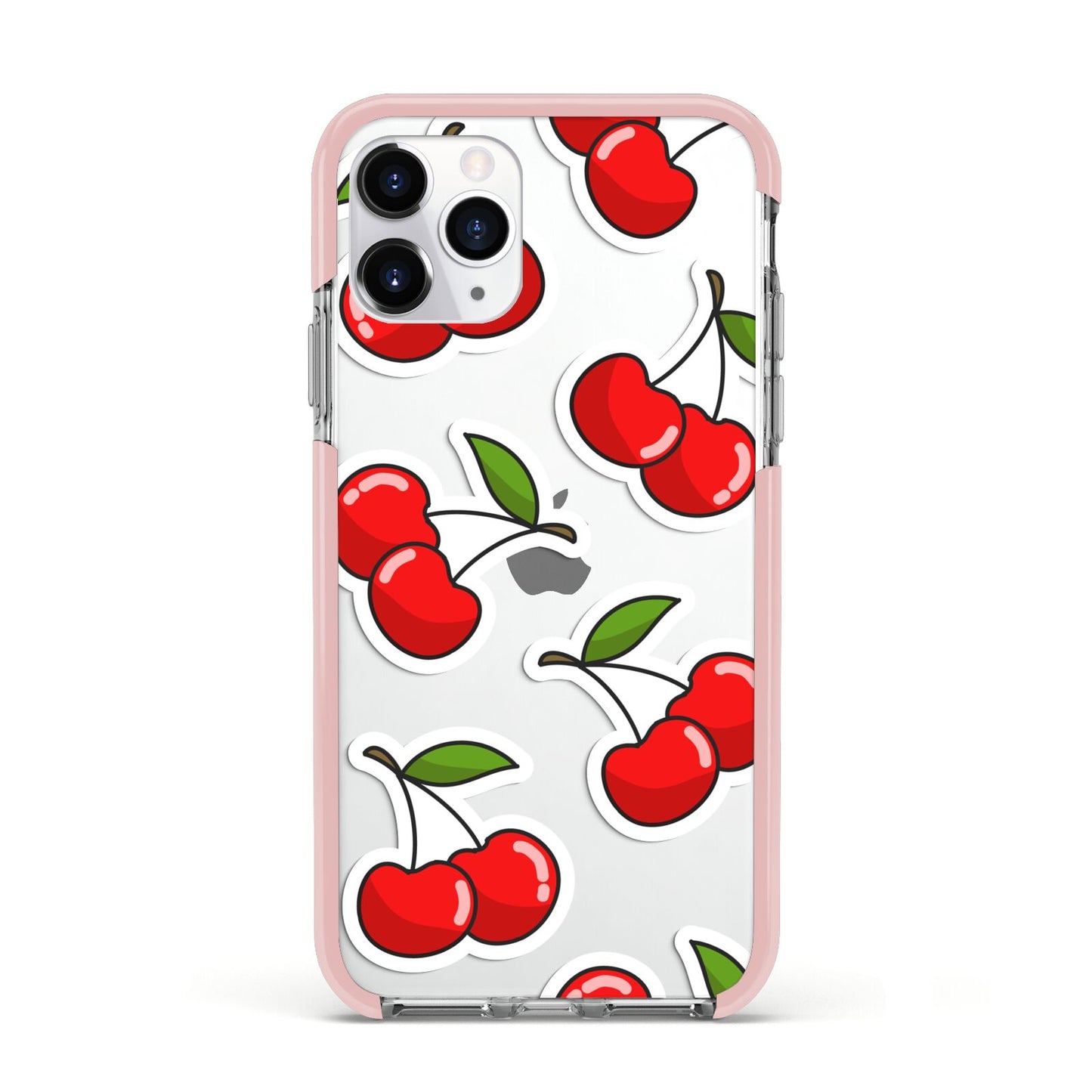 Cherry Pattern Apple iPhone 11 Pro in Silver with Pink Impact Case