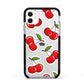 Cherry Pattern Apple iPhone 11 in White with Black Impact Case
