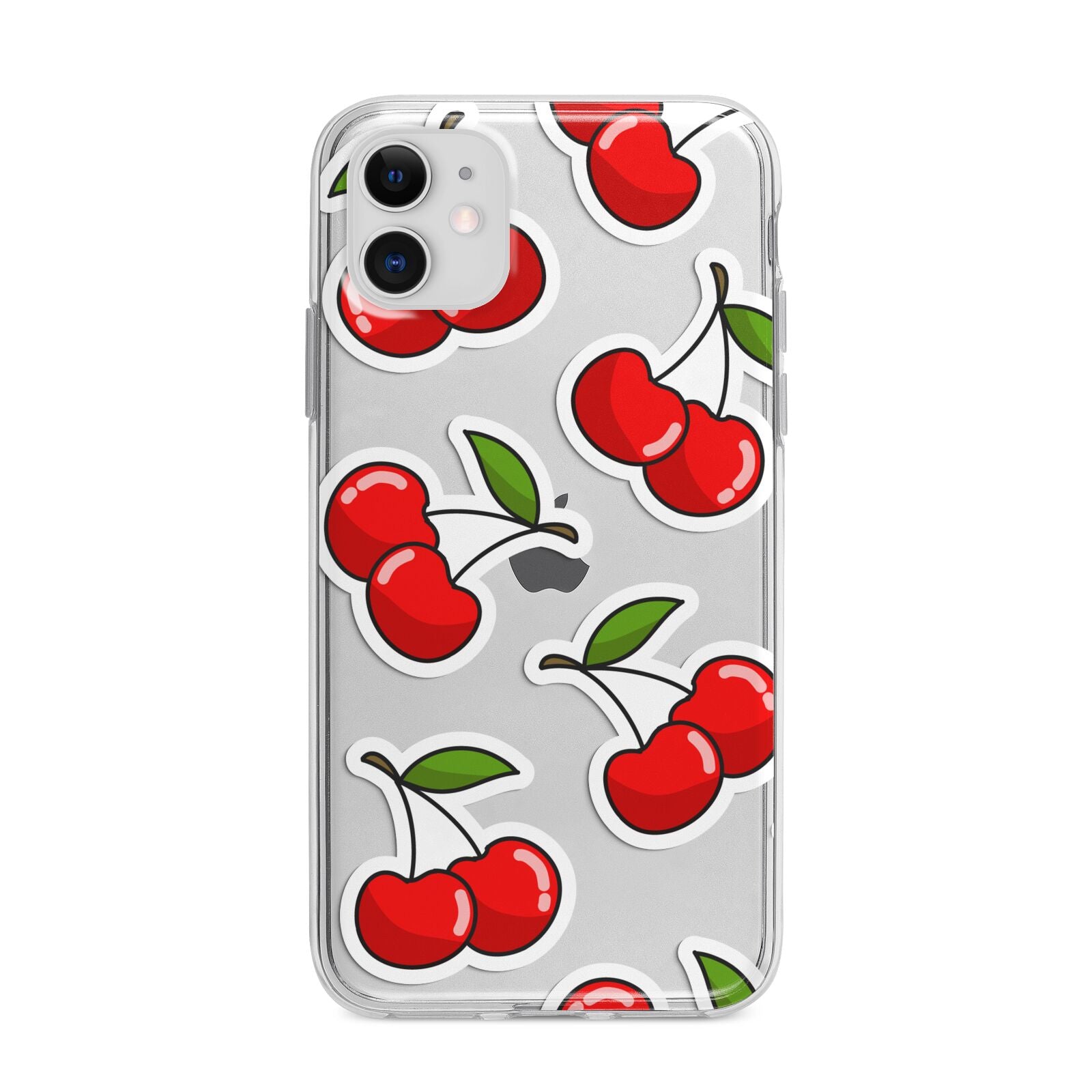 Cherry Pattern Apple iPhone 11 in White with Bumper Case