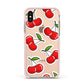 Cherry Pattern Apple iPhone Xs Impact Case Pink Edge on Gold Phone