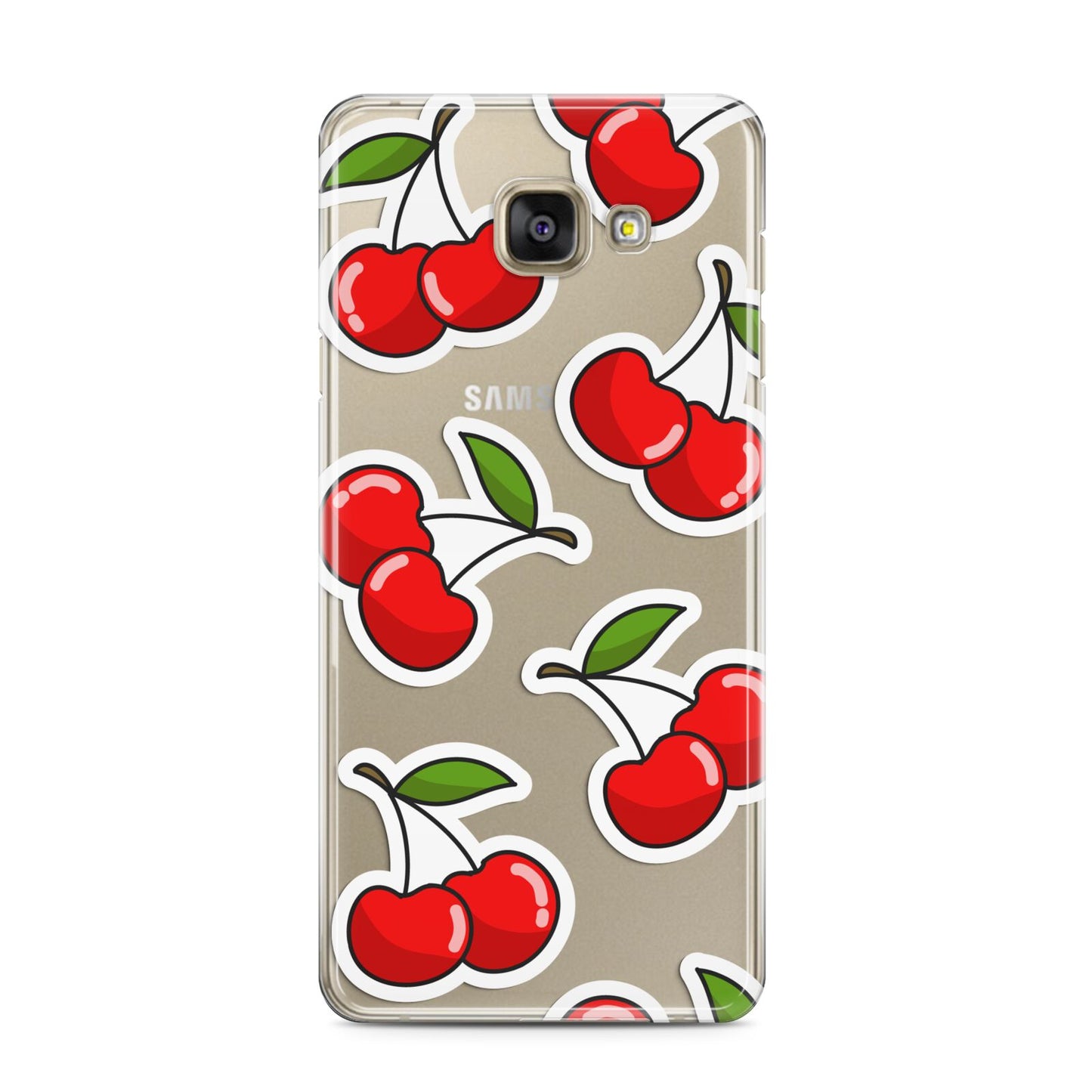Cherry Pattern Samsung Galaxy A3 2016 Case on gold phone