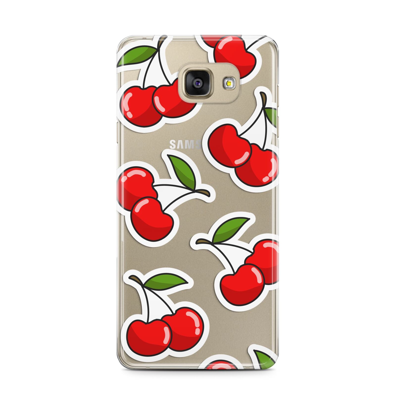 Cherry Pattern Samsung Galaxy A7 2016 Case on gold phone