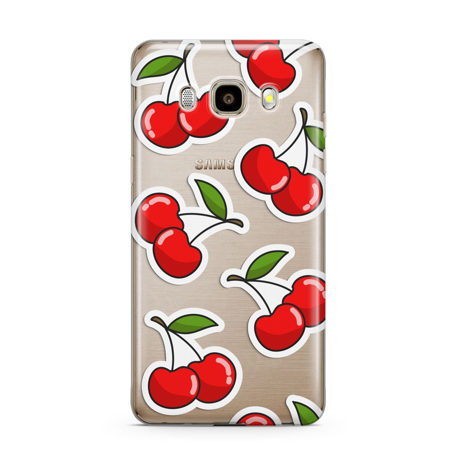 Cherry Pattern Samsung Galaxy J7 2016 Case on gold phone