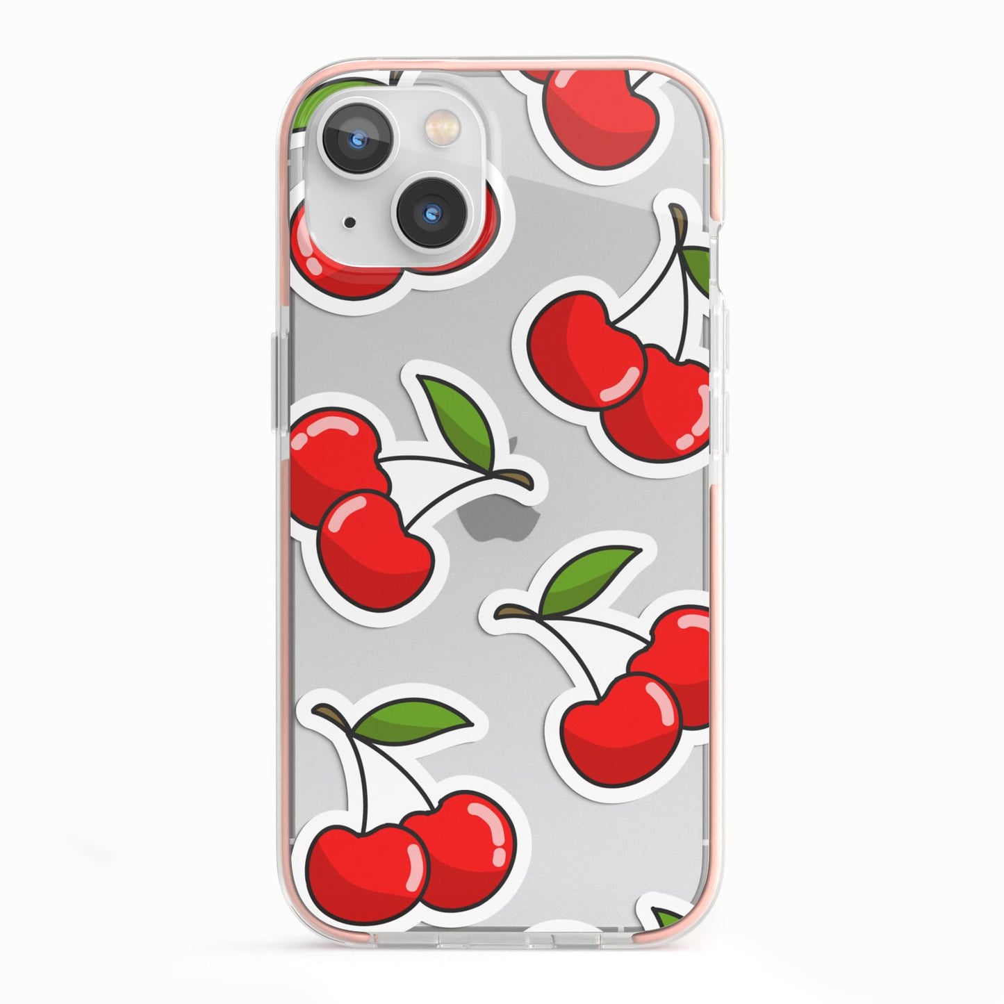 Cherry Pattern iPhone 13 TPU Impact Case with Pink Edges