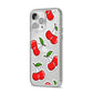 Cherry Pattern iPhone 14 Pro Max Clear Tough Case Silver Angled Image